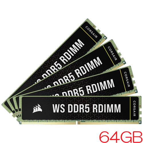 コルセア CMA64GX5M4B6000Z40 [WS DDR5 ECC RDIMM PC5-48000 (6000 MT/s) 16GB 4枚組 CL40-40-40-77 1.35V For AMD]