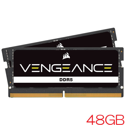 コルセア CMSX48GX5M2A4800C40 [VENGEANCE SODIMM DDR5 PC5-38400 (4800 MT/s) 24GB 2枚組 CL40-40-40-77 1.10V]