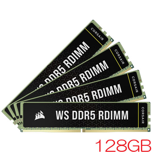コルセア CMA128GX5M4B5600C40 [WS DDR5 ECC RDIMM PC5-44800 (5600 MT/s) 32GB 4枚組 CL40-40-40-77 1.25V]
