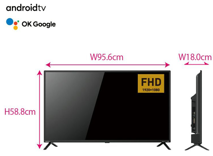 【超美品】ORION 42インチ スマートテレビ SAFH421 ORION 】AndroidTV™搭載 チューナーレステレビ42V型 | SAFH421