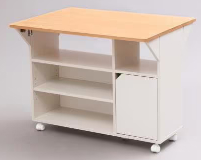 アイリスオーヤマ キッチン収納 TKW-90-B/W [扉付きキッチンワゴン ビーチ/ホワイト]