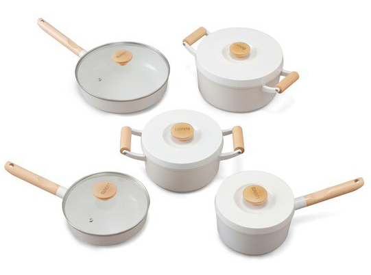 アイリスオーヤマ フライパン・鍋セット LUO-SE10W [LUONTO(ルオント) フライパン・なべ 10点セット ホワイト]