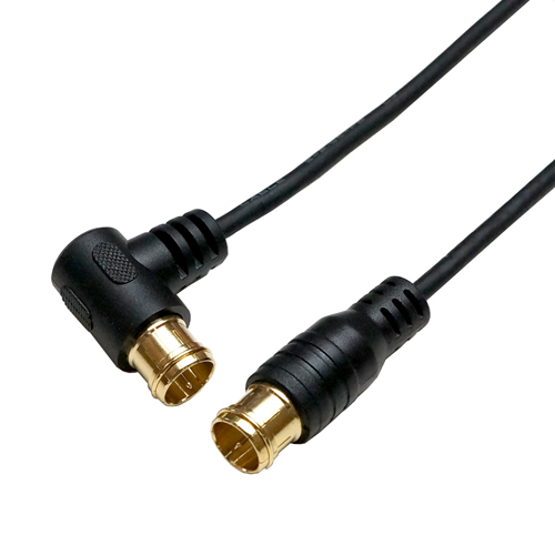 HORIC HAT10-102LPBK [極細アンテナケーブル 1m ブラック 両側F型差込式コネクタ L字/ストレートタイプ]