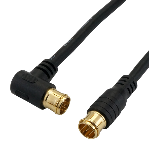 HORIC HAT20-052LPBK [アンテナケーブル 2m ブラック 両側F型差込式コネクタ L字/ストレートタイプ]