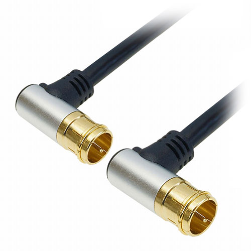 AC10-674BKX10 [【10個セット】 アンテナケーブル 1m ブラック アルミヘッド 両側L字差込式コネクタ]