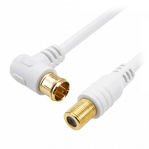 HORIC ACF10-671WHX5 [【5個セット】 アンテナ延長ケーブル 1m ホワイト F型接栓メス/L字差込式コネクタ]