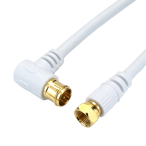 HORIC AC05-445WHX5 [5個セット アンテナケーブル 0.5m ホワイト L字差込式/ネジ式コネクタ]