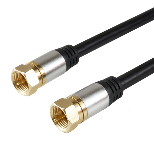 HORIC AC15-373BKX5 [5個セット アンテナケーブル 1.5m ブラック アルミヘッド 両側ネジ式コネクタ]
