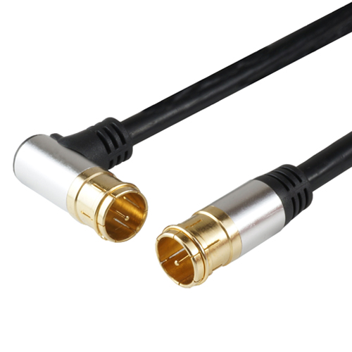 HORIC AC20-402BK [アンテナケーブル 2m ブラック アルミヘッド L字差込式/差込式コネクタ]