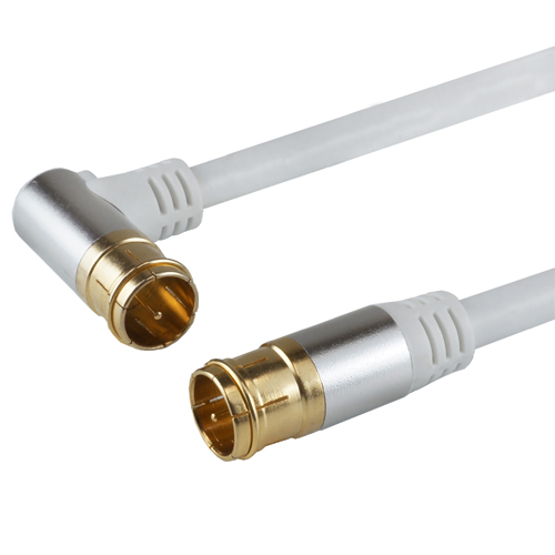 HORIC AC15-394WH [アンテナケーブル 1.5m ホワイト アルミヘッド L字差込式/差込式コネクタ]