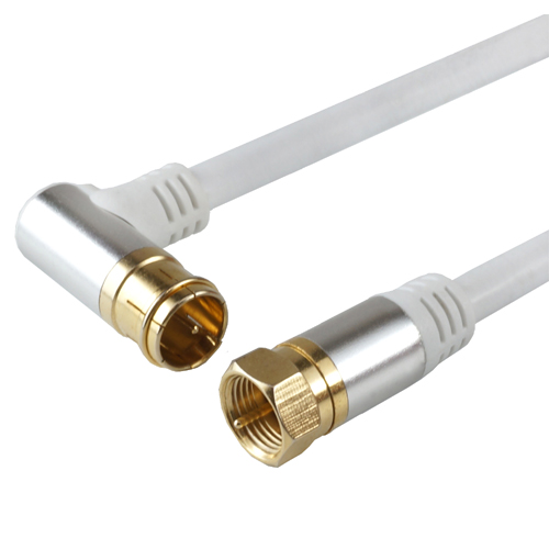 HORIC AC15-380WH [アンテナケーブル 1.5m ホワイト アルミヘッド L字差込式/ネジ式コネクタ]
