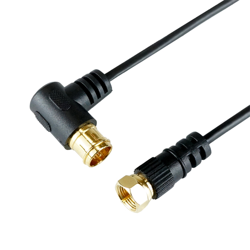 HORIC HAT70-254LSBK [極細アンテナケーブル 7m ブラック L字差込式/ネジ式コネクタ]