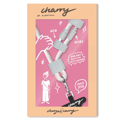M.Craftsman Charry-MP-AC [Charry ショルダータイプ 充電ケーブル内蔵携帯ストラップ  淡いピンク]