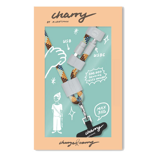 M.Craftsman Charry-YB-AC [Charry ショルダータイプ 充電ケーブル内蔵携帯ストラップ  イエローブラウン]