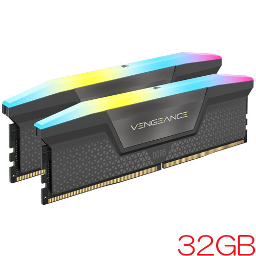 コルセア CMH32GX5M2B6400Z32 [VENGEANCE RGB DDR5 6400 MT/s 16GB 2枚組 CL32-40-40-84 1.40V For AMD]