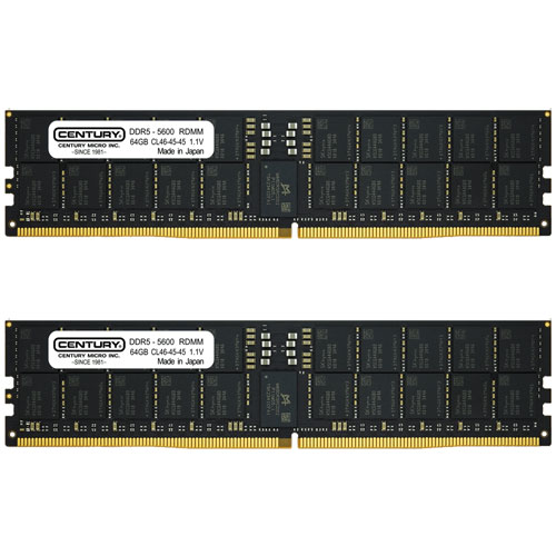 センチュリーマイクロ CB64GX2-D5RE560242 [128GB kit (64GBx2) DDR5-5600 (PC5-44800) ECC Reg DIMM 288pin Dual Rank 4096Mx4]