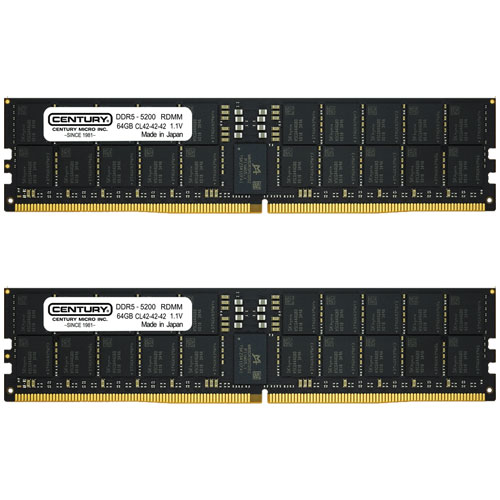 センチュリーマイクロ CB64GX2-D5RE520242 [128GB kit (64GBx2) DDR5-5200 (PC5-41600) ECC Reg DIMM 288pin Dual Rank 4096Mx4]