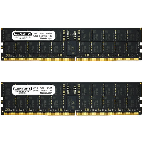 センチュリーマイクロ CB64GX2-D5RE480242 [128GB kit (64GBx2) DDR5-4800 (PC5-38400) ECC Reg DIMM 288pin Dual Rank 4096Mx4]