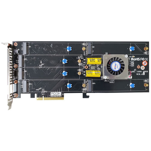 ARECA ARC-1686-6NOD [NVMe Cacheless Hardware RAID Adapter 12ポート (内部 6 (6x M.2)) PCIe Gen 4.0 x8]