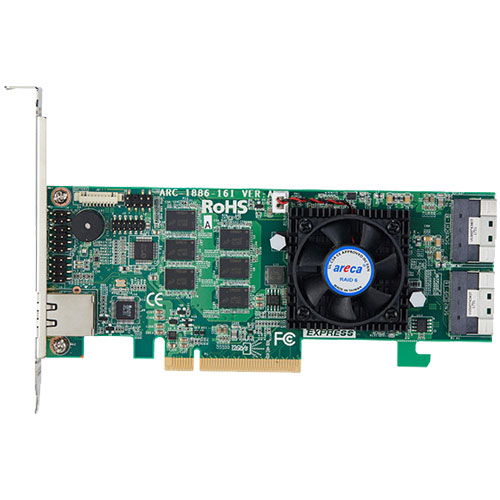 ARECA ARC-1886-16I [Tri-Mode RAID Adapters 12ポート (内部 16 (2x SFF-8654)) 8GB Cache PCIe Gen 4.0 x8]