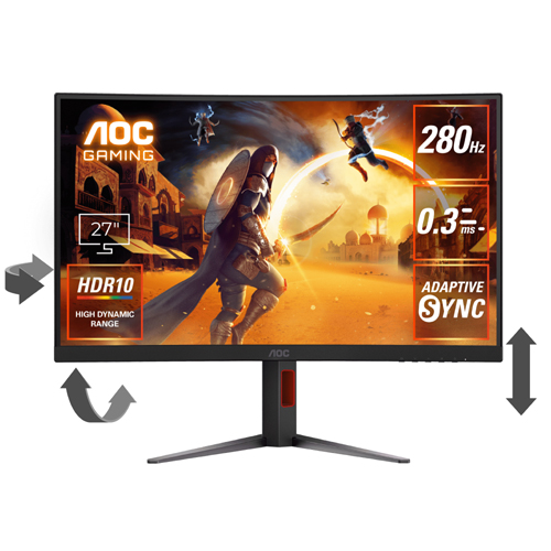AOC C27G4Z/11 [27型曲面ゲーミングディスプレイ/フルHD(1920×1080)/HDMI、DisplayPort/280Hz]