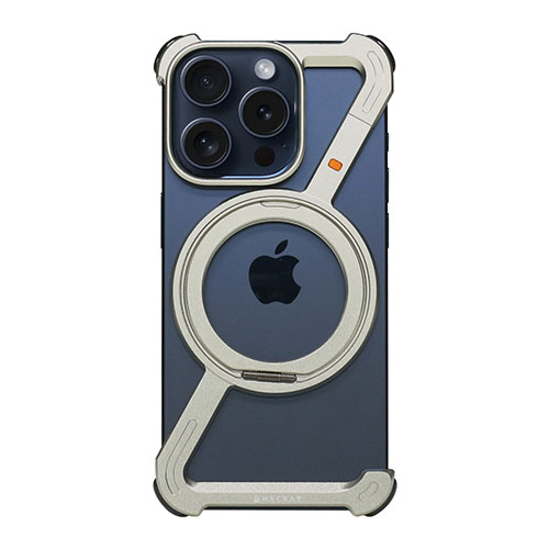 HACRAY HR26885i15PR [360 RingStandバンパー for iPhone 15 Pro アルミ・シルバー]
