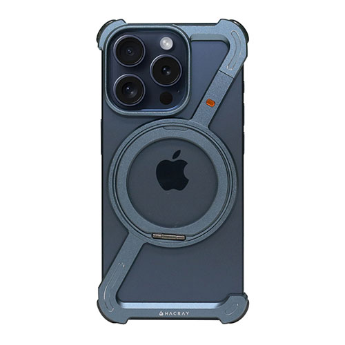 HACRAY HR26887i15PR [360 RingStandバンパー for iPhone 15 Pro アルミ・ブルー]