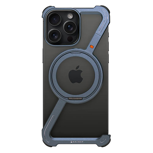 HACRAY HR26888i15PM [360 RingStandバンパー for iPhone 15 Pro Max アルミ・ブルー]