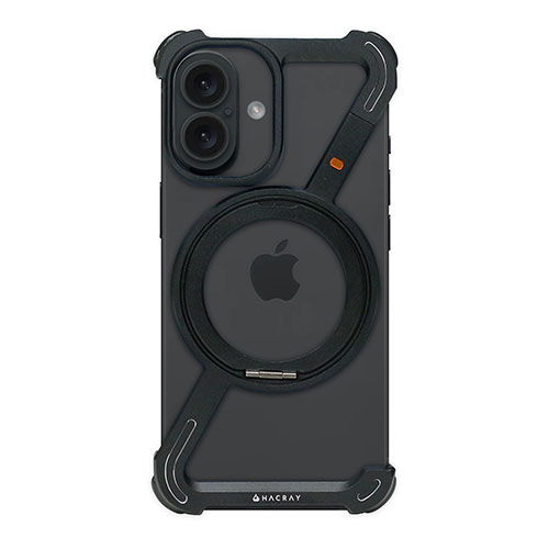 HACRAY HR27178i16 [360 RingStandバンパー for iPhone 16 アルミ・ブラック]