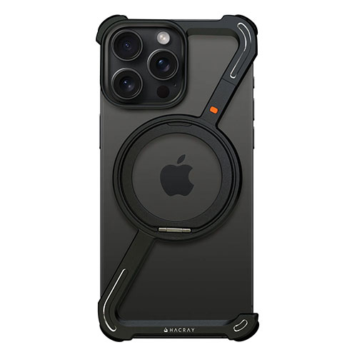 HACRAY HR27180i16PM [360 RingStandバンパー for iPhone 16 Pro Max アルミ・ブラック]