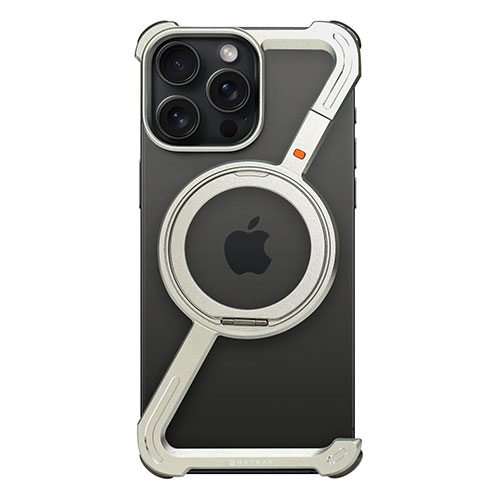 HACRAY HR27183i16PM [360 RingStandバンパー for iPhone 16 Pro Max アルミ・シルバー]
