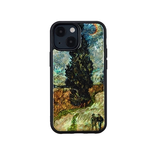 ikins I21031i13MN [天然貝ケース for iPhone 13 mini 夜のプロヴァンスの田舎道]