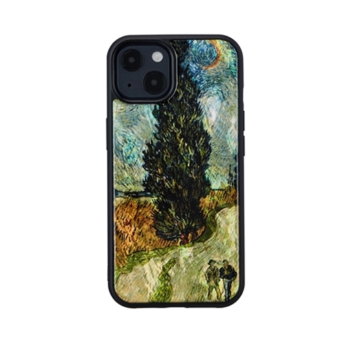 ikins I21048i13 [天然貝ケース for iPhone 13 夜のプロヴァンスの田舎道]