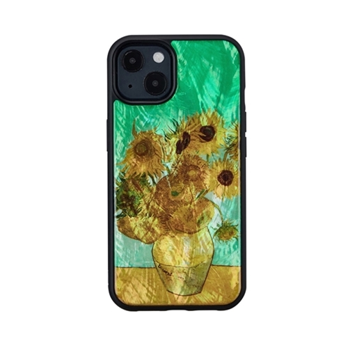 ikins I21049i13 [天然貝ケース for iPhone 13 ひまわり]