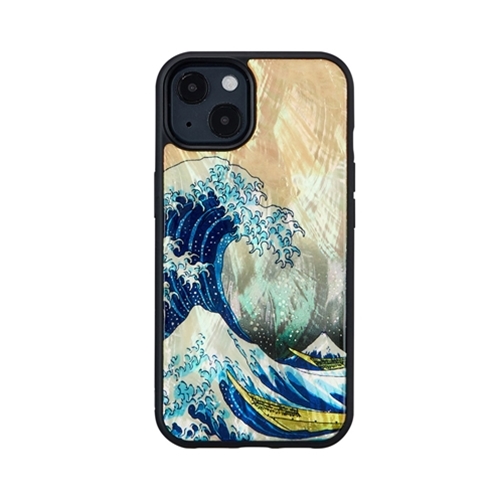 ikins I21050i13 [天然貝ケース for iPhone 13 神奈川沖浪裏]