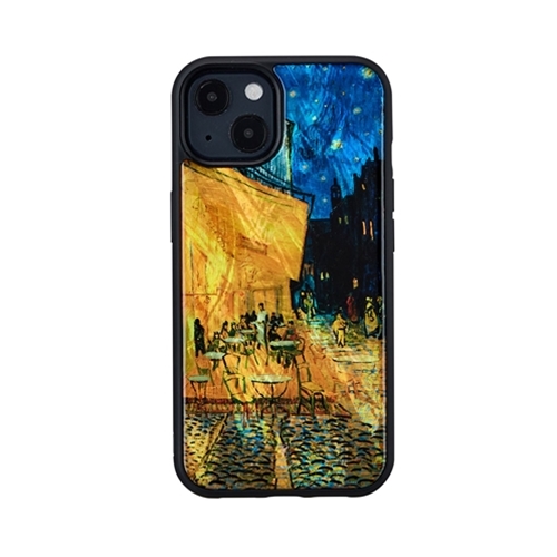 ikins I21053i13 [天然貝ケース for iPhone 13 夜のカフェテラス]