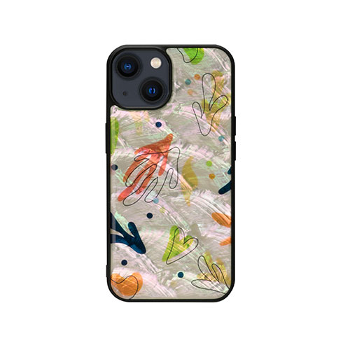 ikins I23567i14 [天然貝ケース for iPhone 14 Botanik Touch 2 背面カバー型]