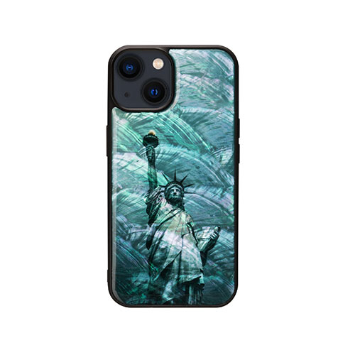 ikins I23570i14 [天然貝ケース for iPhone 14 自由の女神 背面カバー型]
