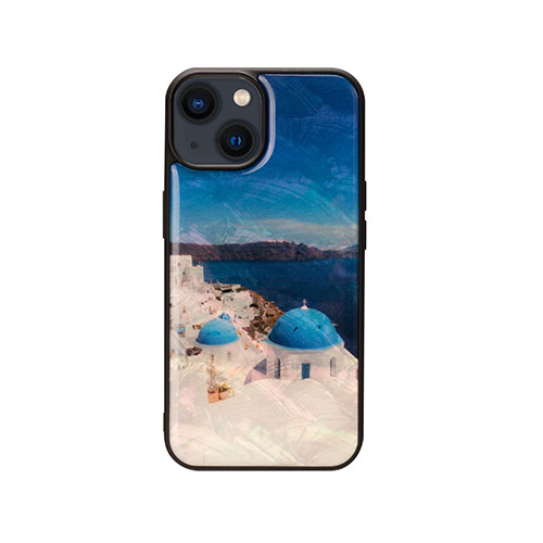 ikins I23571i14 [天然貝ケース for iPhone 14 サントリーニ島 背面カバー型]