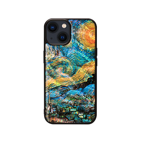 ikins I23573i14 [天然貝ケース for iPhone 14 星月夜 背面カバー型]