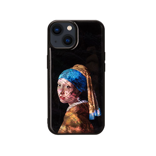 ikins I23575i14 [天然貝ケース for iPhone 14 真珠の耳飾りの少女 背面カバー型]