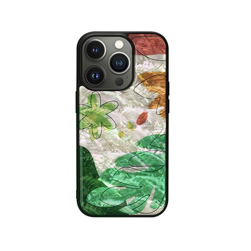 ikins I23582i14P [天然貝ケース for iPhone 14 Pro Botanik Touch 1 背面カバー型]