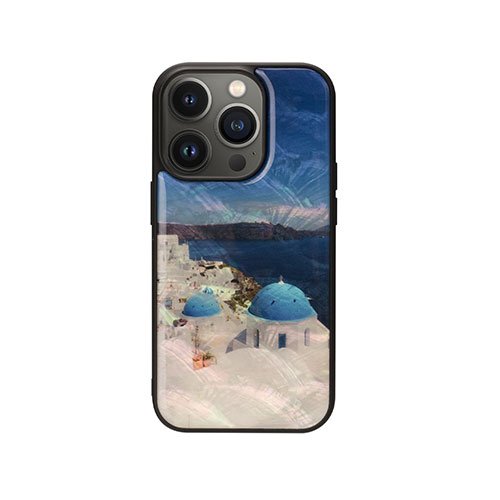 ikins I23587i14P [天然貝ケース for iPhone 14 Pro サントリーニ島 背面カバー型]