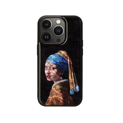 ikins I23591i14P [天然貝ケース for iPhone 14 Pro 真珠の耳飾りの少女 背面カバー型]