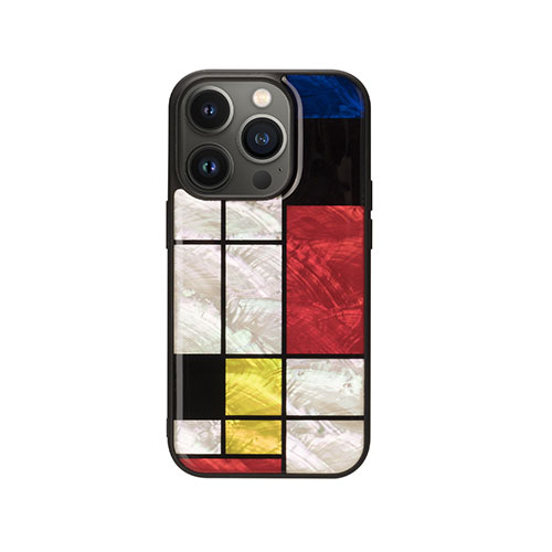 ikins I23595i14P [天然貝ケース for iPhone 14 Pro Mondrian 背面カバー型]