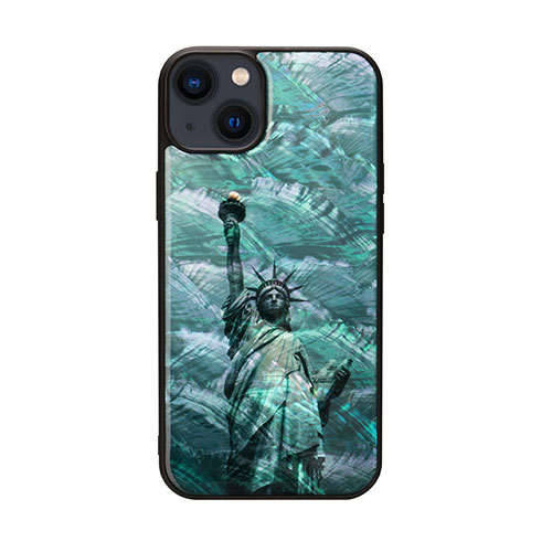 ikins I23598i14M [天然貝ケース for iPhone 14 Plus 自由の女神 背面カバー型]
