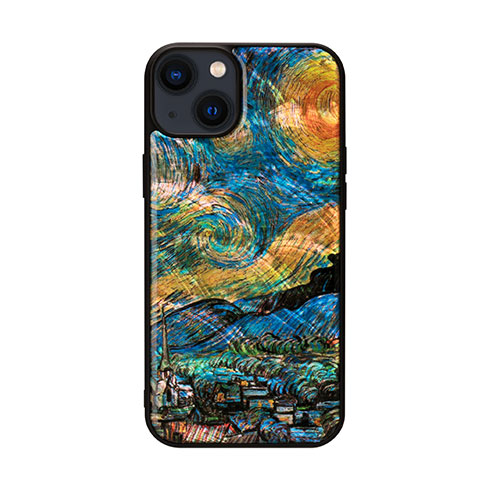 ikins I23601i14M [天然貝ケース for iPhone 14 Plus 星月夜 背面カバー型]