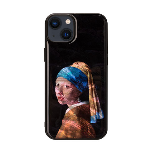 ikins I23602i14M [天然貝ケース for iPhone 14 Plus 真珠の耳飾りの少女 背面カバー型]