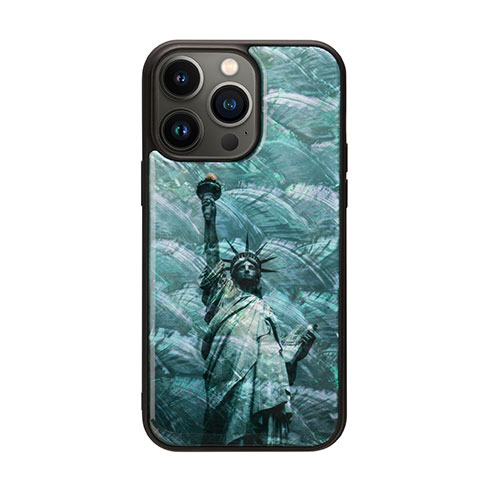 ikins I23607i14PM [天然貝ケース for iPhone 14 Pro Max 自由の女神 背面カバー型]