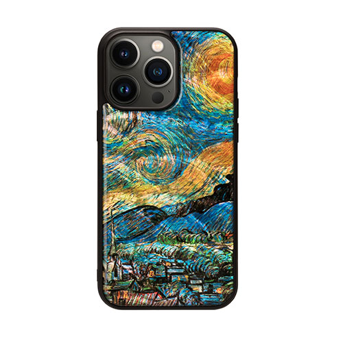 ikins I23610i14PM [天然貝ケース for iPhone 14 Pro Max 星月夜 背面カバー型]